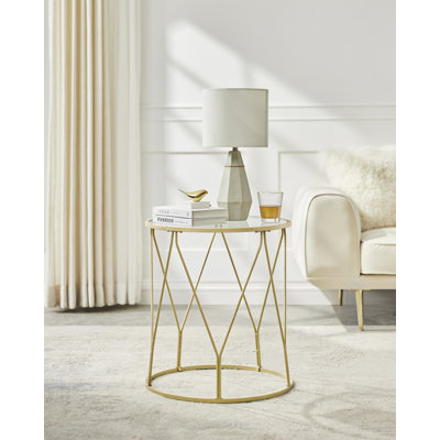 End high quality Table, White Top with Gold Frame